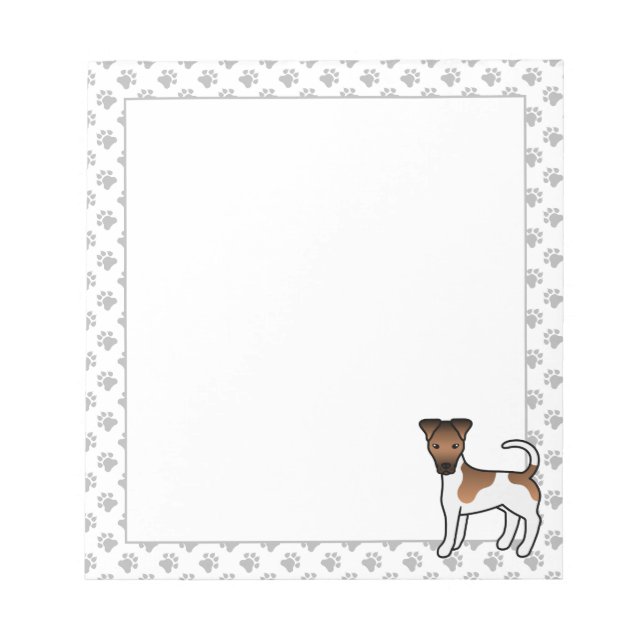 Bloco De Notas Terrier Fox Lisa e Bege Cute Cartoon Dog (Frente)
