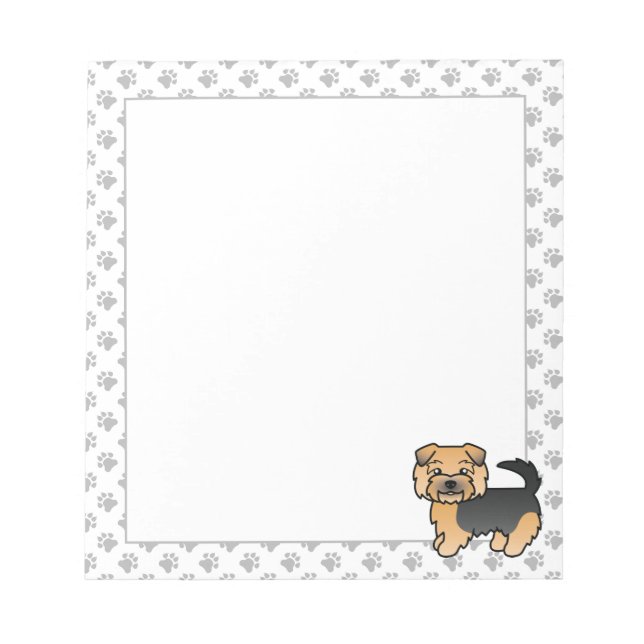 Bloco De Notas Terrier Norfolk Preto e Castanho Cachorro de Desen (Frente)