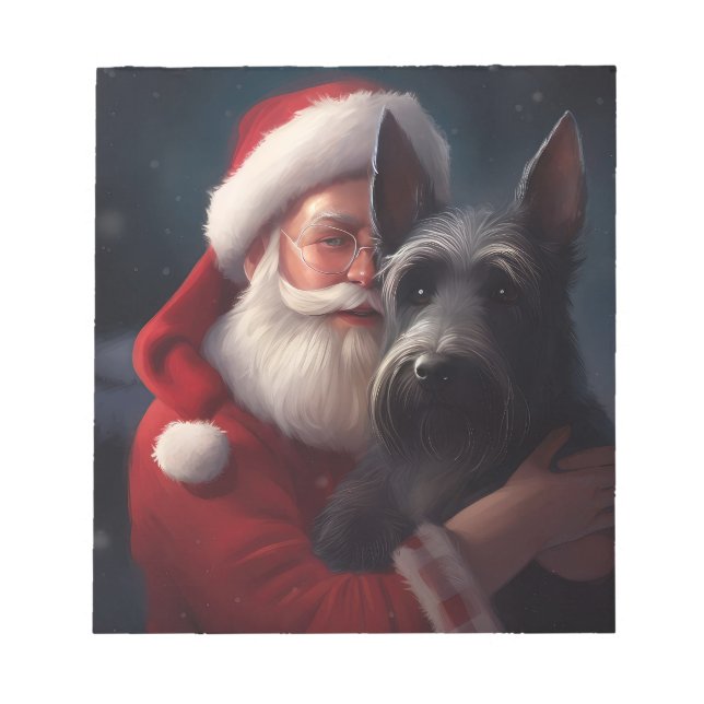 Bloco De Notas Terrier Santa Claus Festivo Natal (Frente)