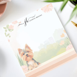 Bloco De Notas Terrier Yorkshire Fofinho da Primavera Floral Pers