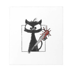 Bloco De Notas Terror de Beisebol de Gato Preto no Halloween