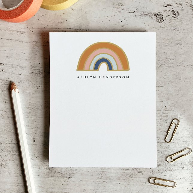 Bloco De Notas Terroso Boêmio Arco-Íris Nome Personalizado (Earthy Bohemian Rainbow Custom Name Notepad)