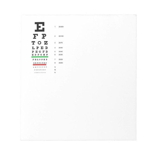 Bloco De Notas Teste De Visão Do Gráfico De Olhos (Frente)