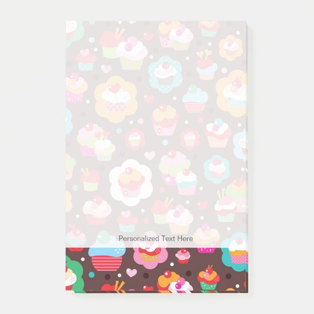 Bloco De Notas Teste padrão bonito do bolo do copo (Frente)