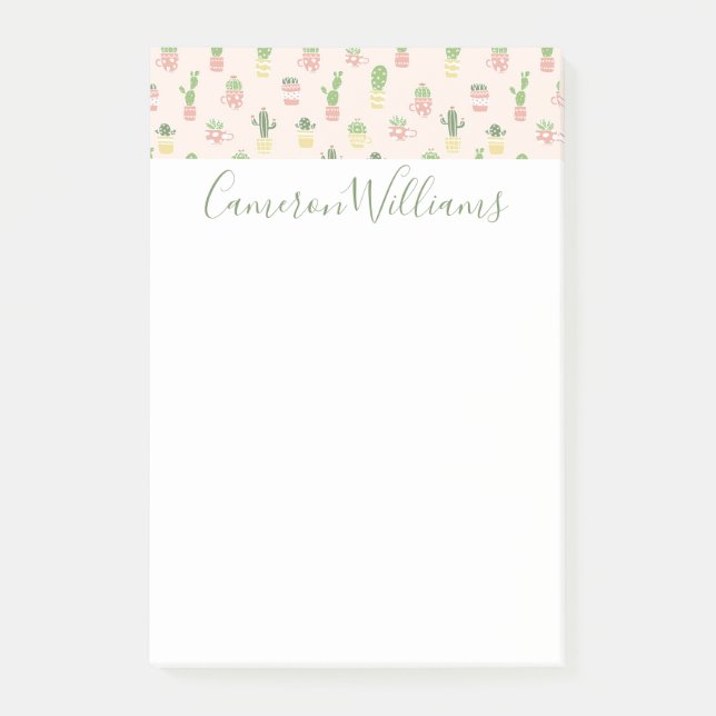 Bloco De Notas Teste padrão bonito do cacto (Frente)