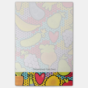 Bloco De Notas Teste padrão com frutas e legumes