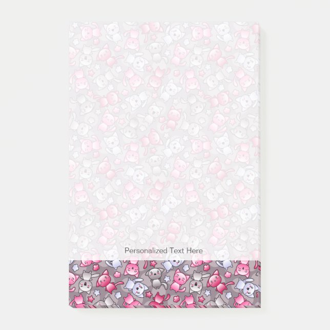 Bloco De Notas teste padrão com os gatos bonitos do doodle do (Frente)