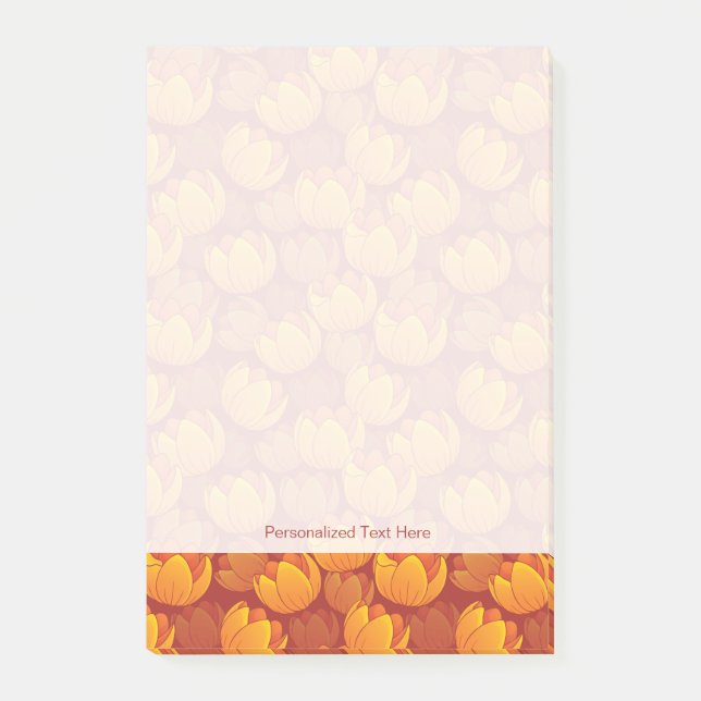 Bloco De Notas Teste padrão de flor dourado (Frente)