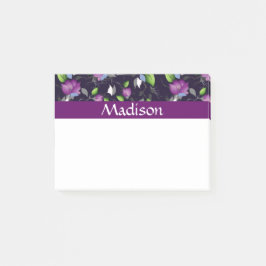 Bloco De Notas Teste padrão de flores roxo brilhante