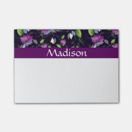 Bloco De Notas Teste padrão de flores roxo brilhante