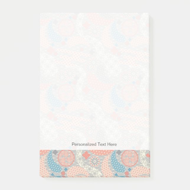 Bloco De Notas Teste padrão do estilo japonês. Ilustração (Frente)