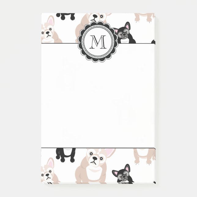 Bloco De Notas Teste padrão feito sob encomenda do buldogue (Frente)