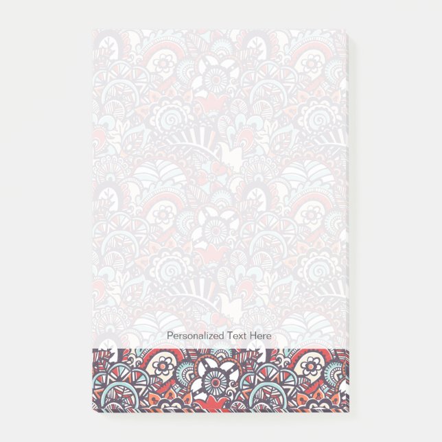 Bloco De Notas Teste padrão floral do Doodle de Paisley (Frente)