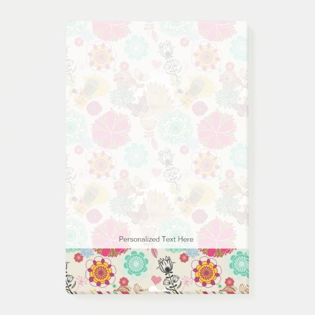 Bloco De Notas Teste padrão floral no estilo retro (Frente)
