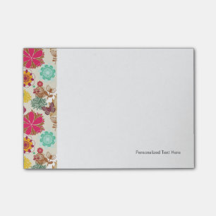 Bloco De Notas Teste padrão floral no estilo retro