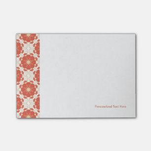Bloco De Notas Teste padrão floral vermelho e Dourado do laço