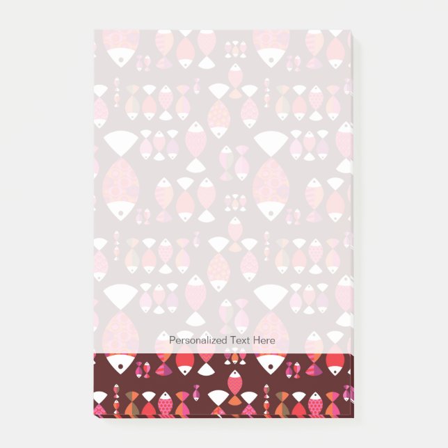 Bloco De Notas Teste padrão subaquático dos peixes retros (Frente)