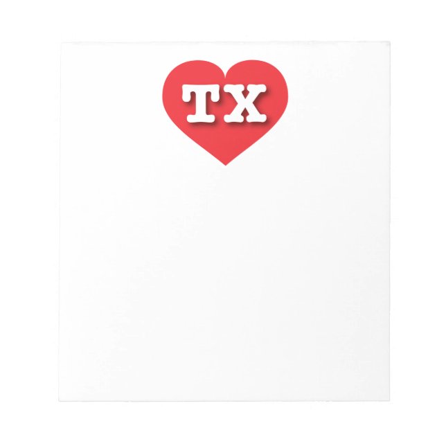 Bloco De Notas Texas Red Heart - Eu adoro TX (Frente)