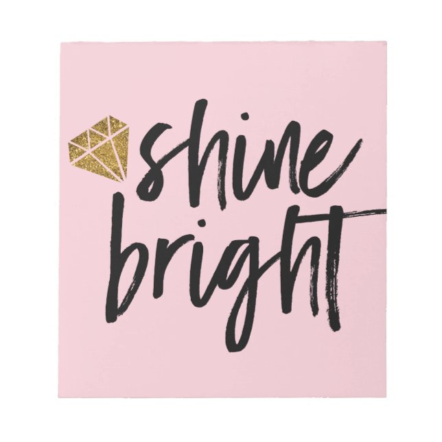 Bloco De Notas Texto Brilhante Gráfico com Brilho com Diamante Do (Frente)