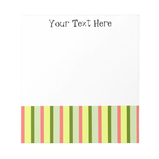 Bloco De Notas Texto Clássico de Stripe de Melancia (Frente)