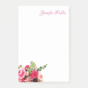 Bloco De Notas Texto Floral do Script de Mão de Rosa vermelha Cor