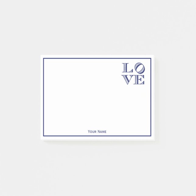 Bloco De Notas Texto Gráfico do LOVE - Azul (Frente)