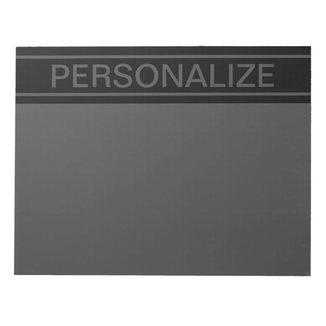 Bloco De Notas Texto personalizável | Cinzas negras e negras mode (Frente)