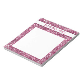 Bloco De Notas Textura de Brilho Rosa Falso com Texto Personaliza