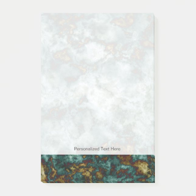 Bloco De Notas Textura de mármore verde com veias (Frente)