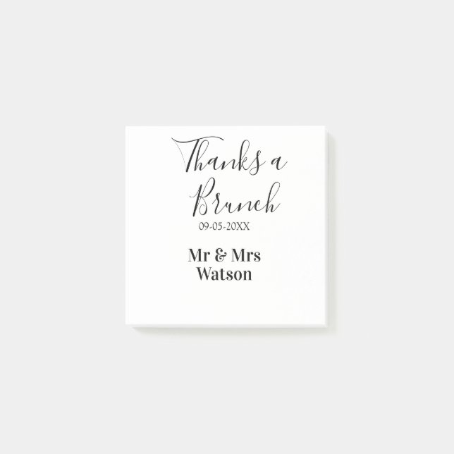 Bloco De Notas Thanks a brunch post wedding name date simple  (Frente)