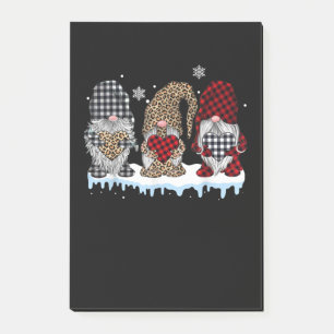Bloco De Notas Three Gnomes In Leopard Buffalo Plaid Christmas