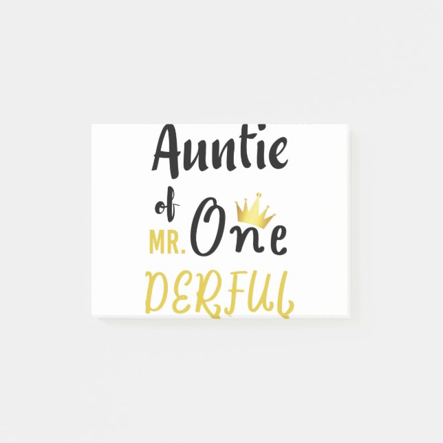Bloco De Notas Tia do MR Onederful Camiseta engraçada de 1º anive (Frente)