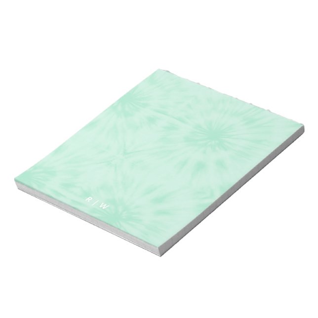 Bloco De Notas Tie Dye | Monograma verde da Casa de Pastel (Invertido)