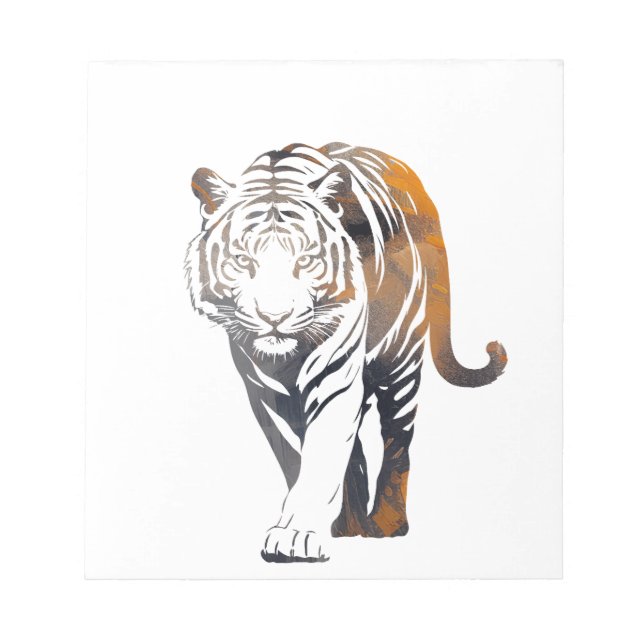 Bloco De Notas Tiger Wildlife Nature Illustration Silhouette Lega (Frente)