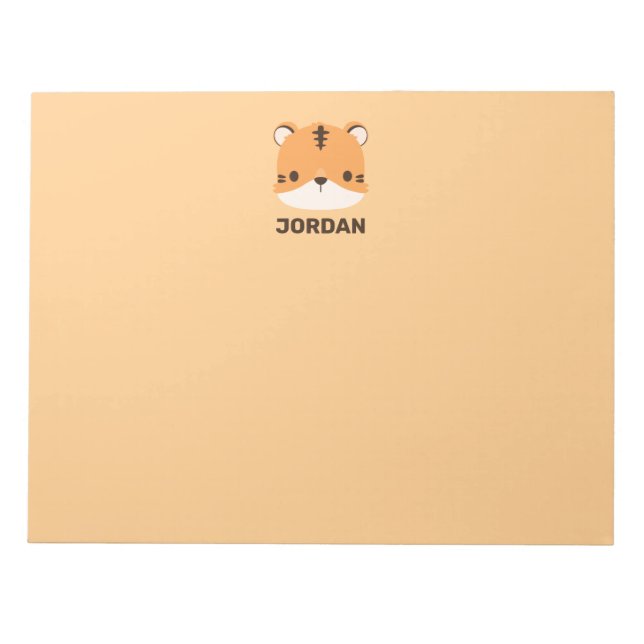 Bloco De Notas Tigre de Cuta com Nome Personalizado (Frente)