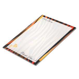 Bloco De Notas Tigre Floral Moderno Laranja Dourado Adicionar Seu