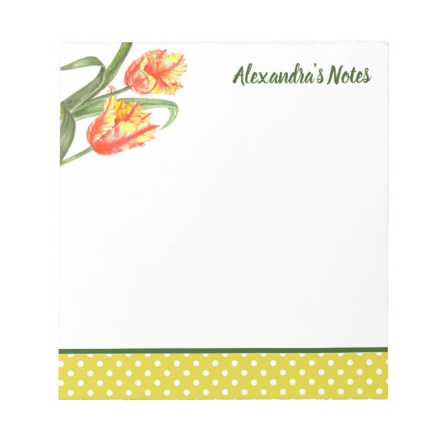 Bloco De Notas Tijolo Amarelo Aquarela Tulipas Arte Floral (Frente)