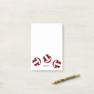 Bloco De Notas time branco maroon colore volleybolas w nome do jo