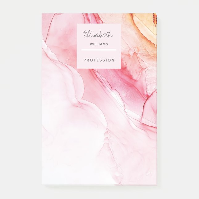 Bloco De Notas Tinta rosa Abstrato personalizada (Frente)