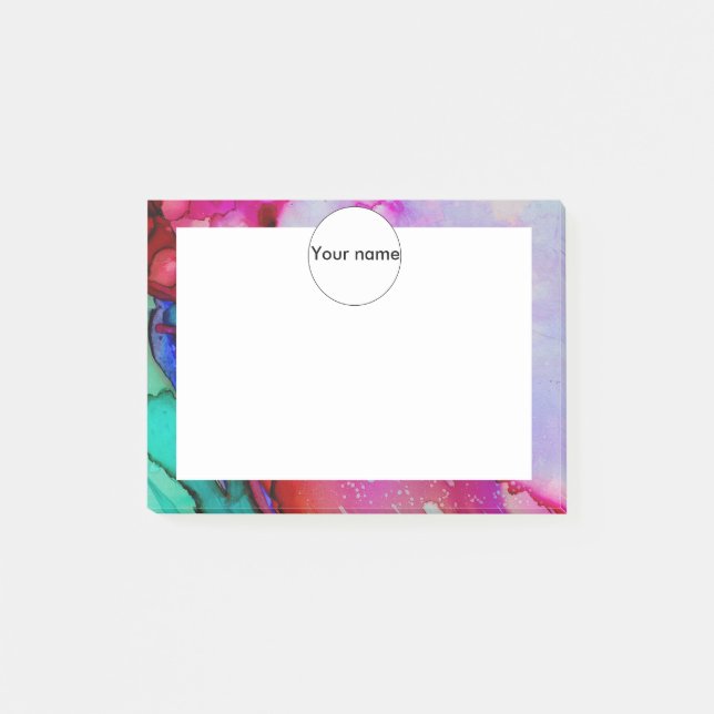 Bloco De Notas Tinta verde roxa vermelha (Frente)