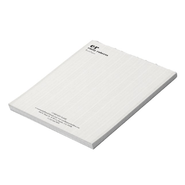 Bloco De Notas Tipografia Cinza de Linho Branco (Invertido)