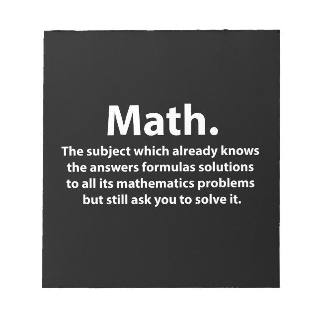 Bloco De Notas Tipografia de Matemática Matemática Divertida  (Frente)