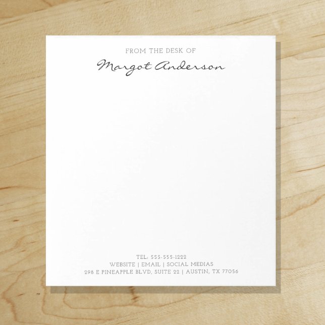 Bloco De Notas Tipografia de Script Personalizado | Da mesa de ("Everyday is abundantly beautiful." 
Sincerely Best Wishes from Lucky Design World)