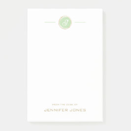 Bloco De Notas Tipografia Dourada Monograma Nome Aquarela Verde