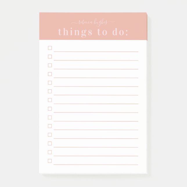 Bloco De Notas Tipografia Retro Minimalista | Monograma Rosa (Frente)