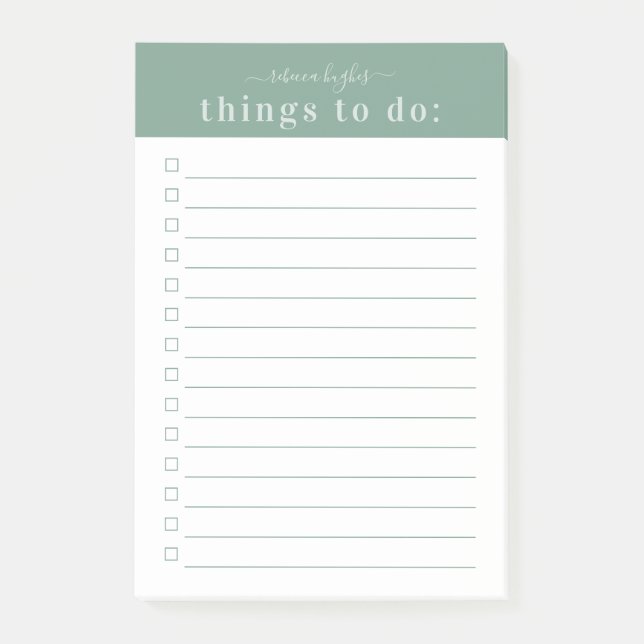 Bloco De Notas Tipografia Retro Minimalista | Monograma Verde (Frente)