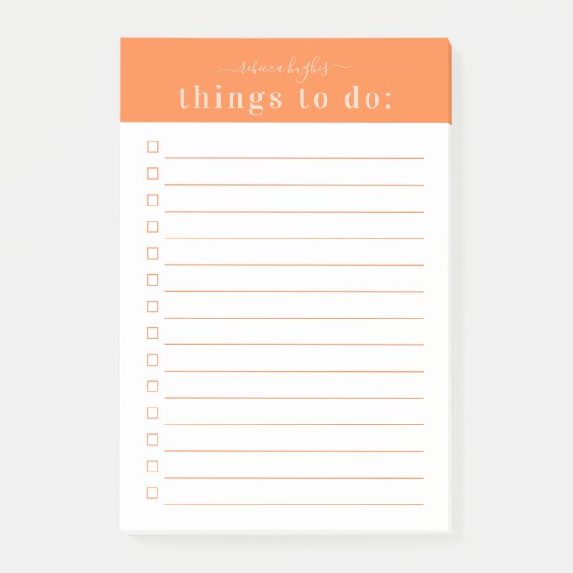 Bloco De Notas Tipografia Retroativa Mínima | Monograma laranja (Frente)