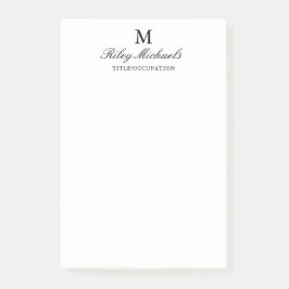 Bloco De Notas Título de Monograma Simples Preto Elegante