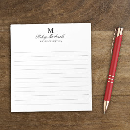 Bloco De Notas Título de Nome Monograma Simples Preto Elegante Le