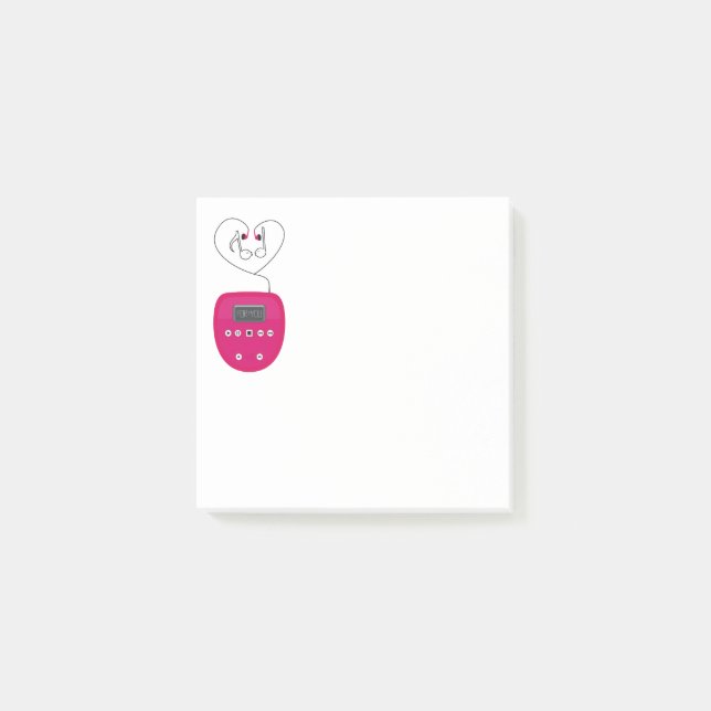 Bloco De Notas Tocador de CD Rosa com Fones de Ouvido Beijando (Frente)